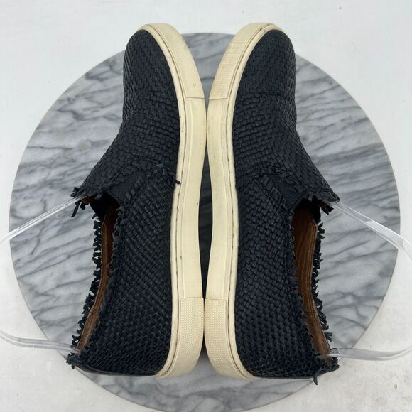 Frye Ivy Weave Sneakers Womens 8 Black Leather Slip On Casual Laceless Shoes - Picture 6 of 11